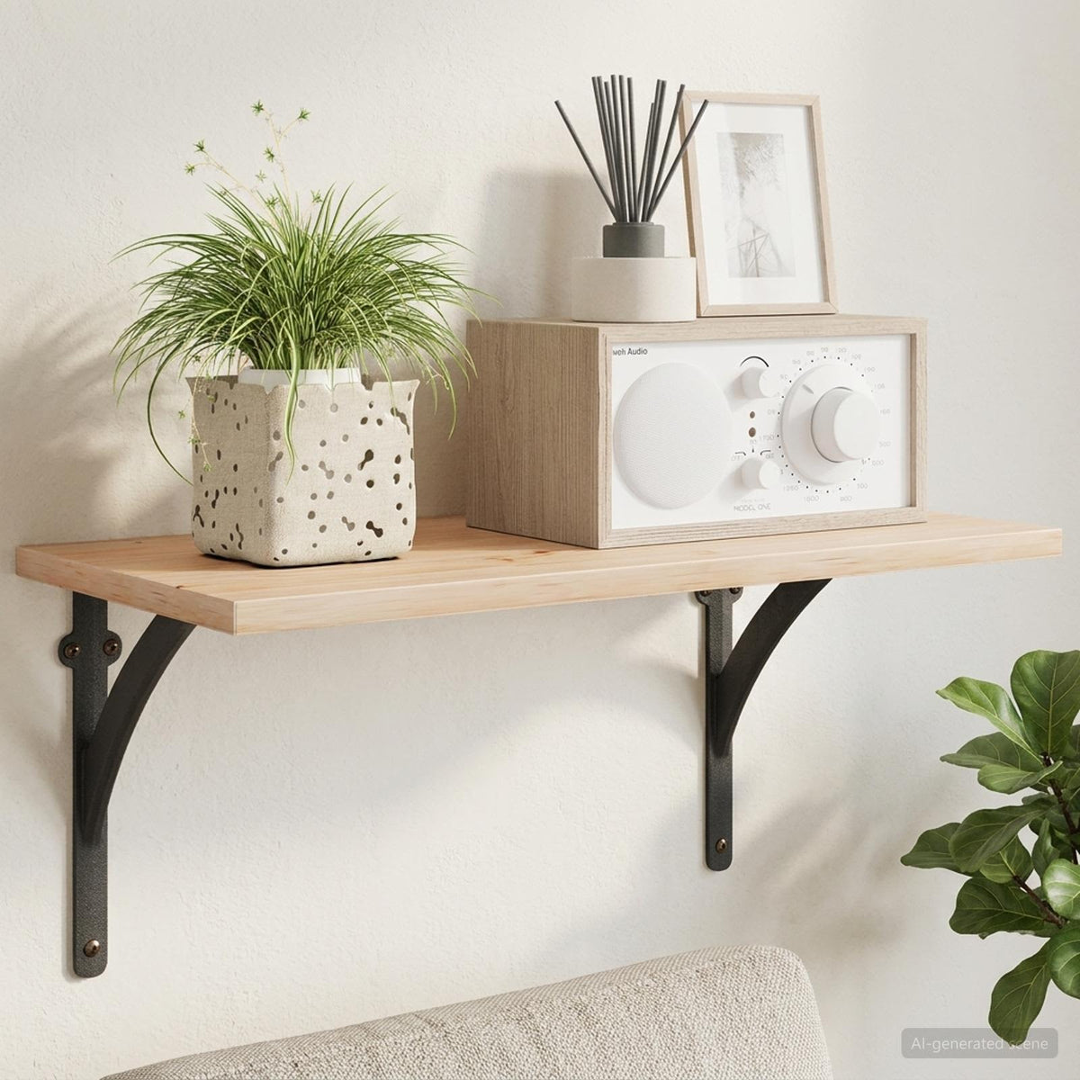 Supporti per mensole da parete 12 pz Nero 14.5 x 14.5 x 3.5 cm | homemem39