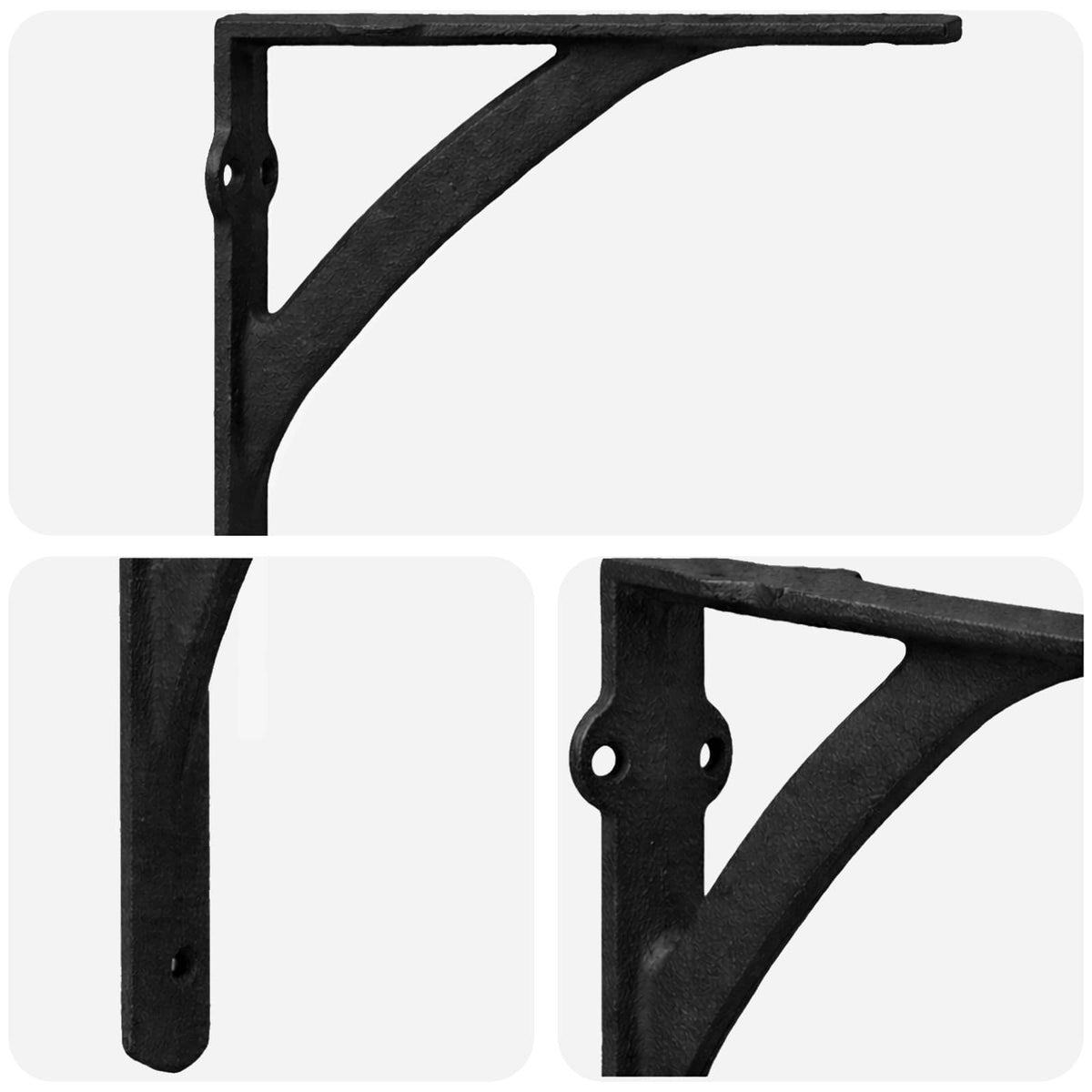 Supporti per mensole da parete 12 pz Nero 21 x 21 x 3,5 cm | homemem39