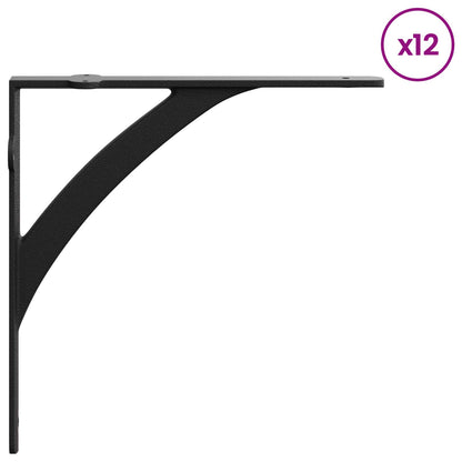 Supporti per mensole da parete 12 pz Nero 21 x 21 x 3,5 cm | homemem39