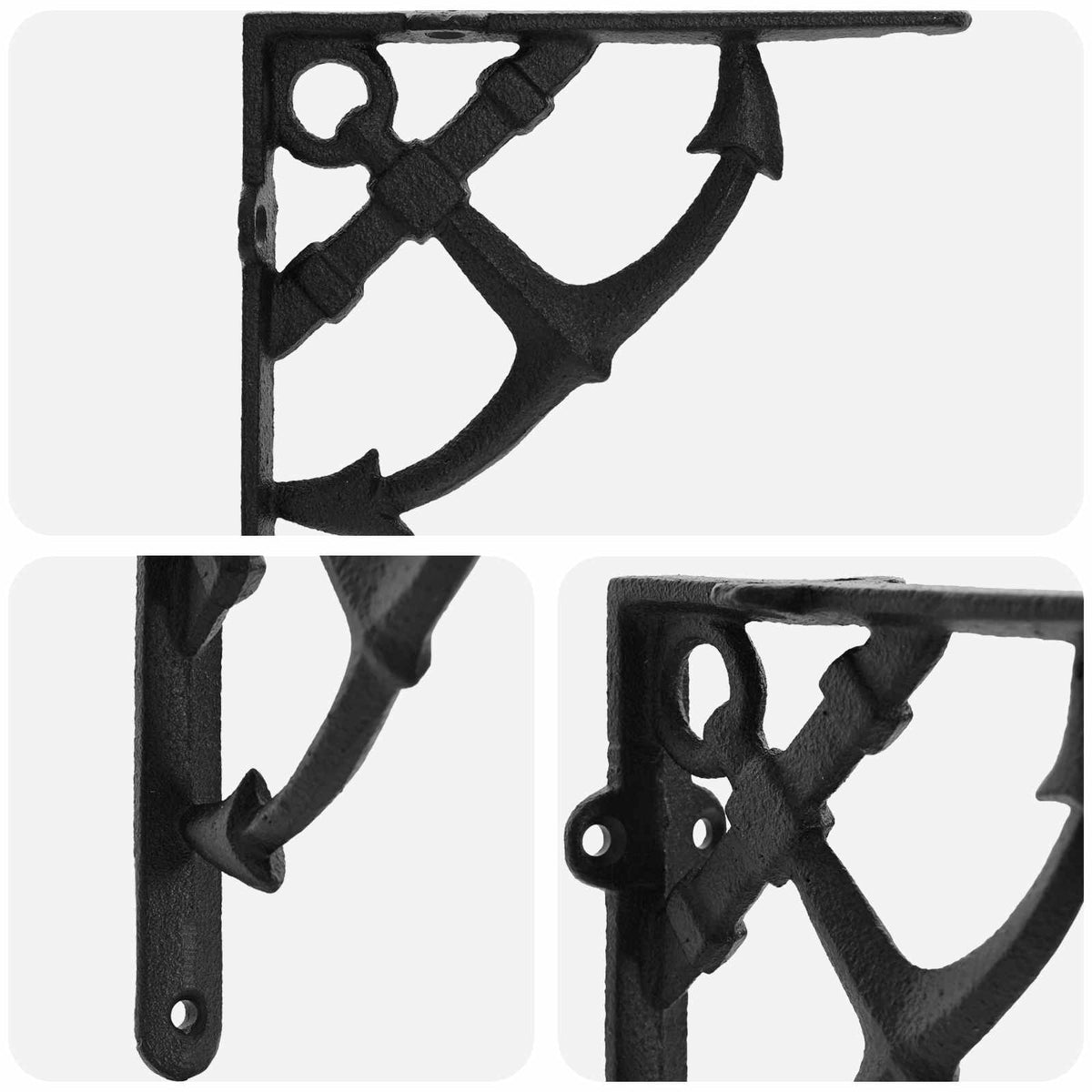Supporti per mensole da parete 12 pz Nero 10 x 10 x 3 cm | homemem39