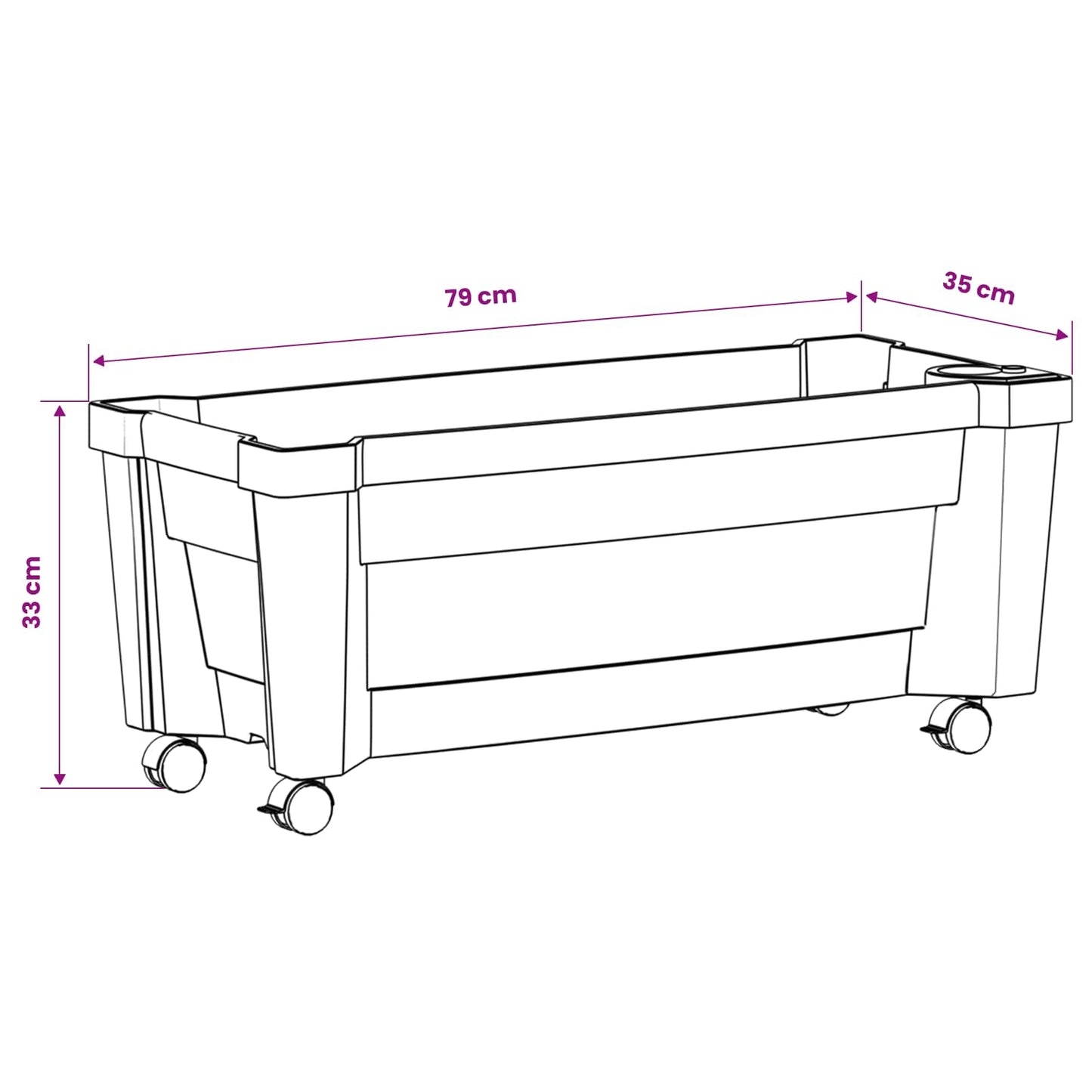 Vaso Calypso con Ruote Bianco 79 x 35 x 33 cm PP | homemem39
