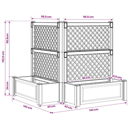 Vaso Grande con Direzione 2 pcs Bianco 143 x 143 x 133,5 cm PP | homemem39