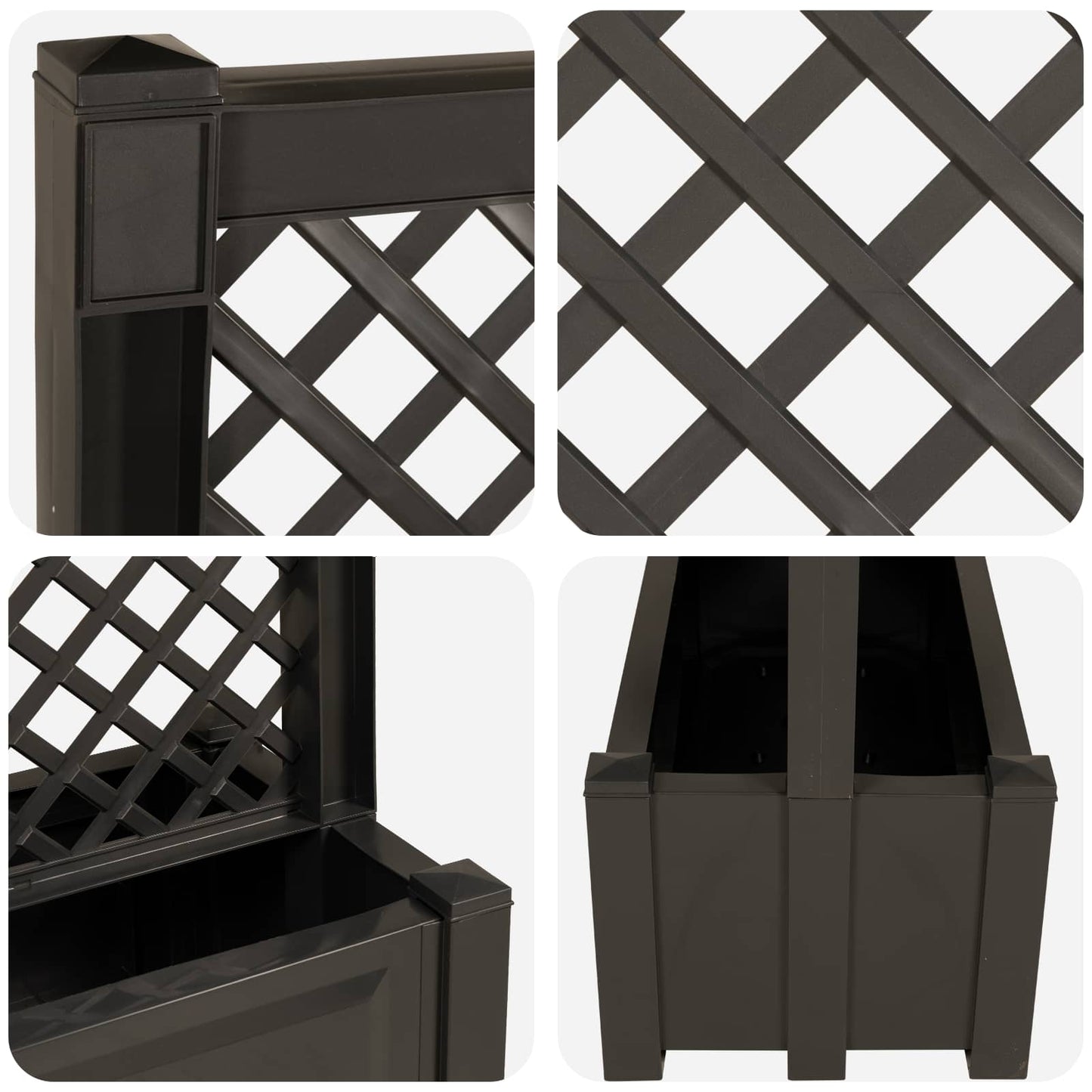 Grande vaso con trellis Antracite 99,5 x 43 x 133,5 PP | homemem39