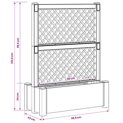 Grande vaso con trellis Antracite 99,5 x 43 x 133,5 PP | homemem39