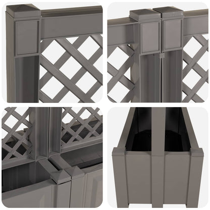 Grande vaso con trellis 2 pcs Grigio 200 x 43 x 133,5 cm PP | homemem39