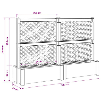 Grande vaso con trellis 2 pcs Grigio 200 x 43 x 133,5 cm PP | homemem39