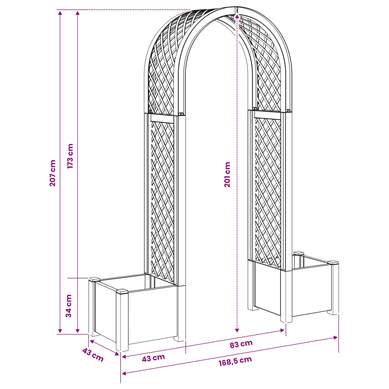 Arco di Rose con Vaso Grigio 168,5 x 43 x 207 cm PP | homemem39
