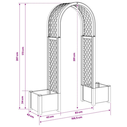 Arco di Rose con Vaso Antracite 168,5 x 43 x 207 cm PP | homemem39