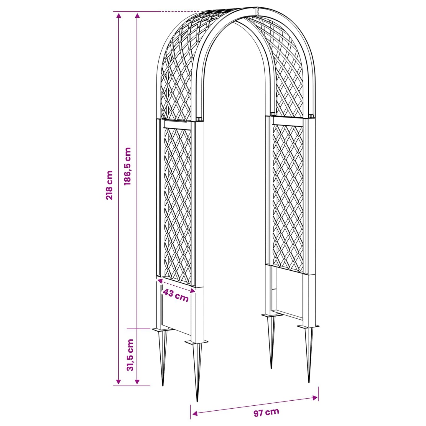 Arco di rose con punte Bianco 97 x 43 x 218 cm PP | homemem39