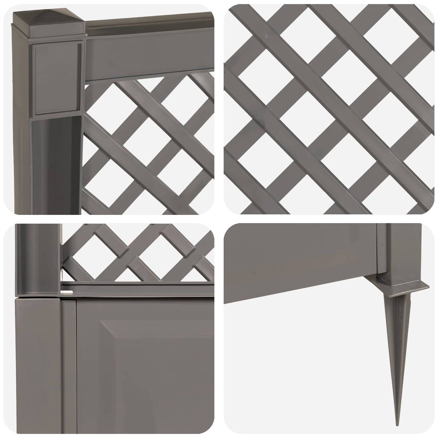 Trellis con Punta Grigio 43 x 6 x 165 cm PP | homemem39