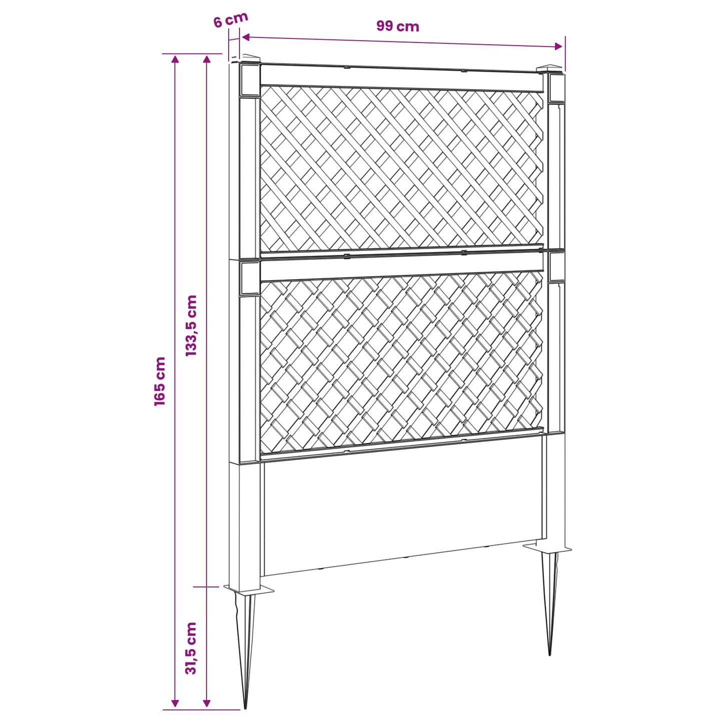 Trellis con Punta Antracite 99 x 6 x 165 cm PP | homemem39