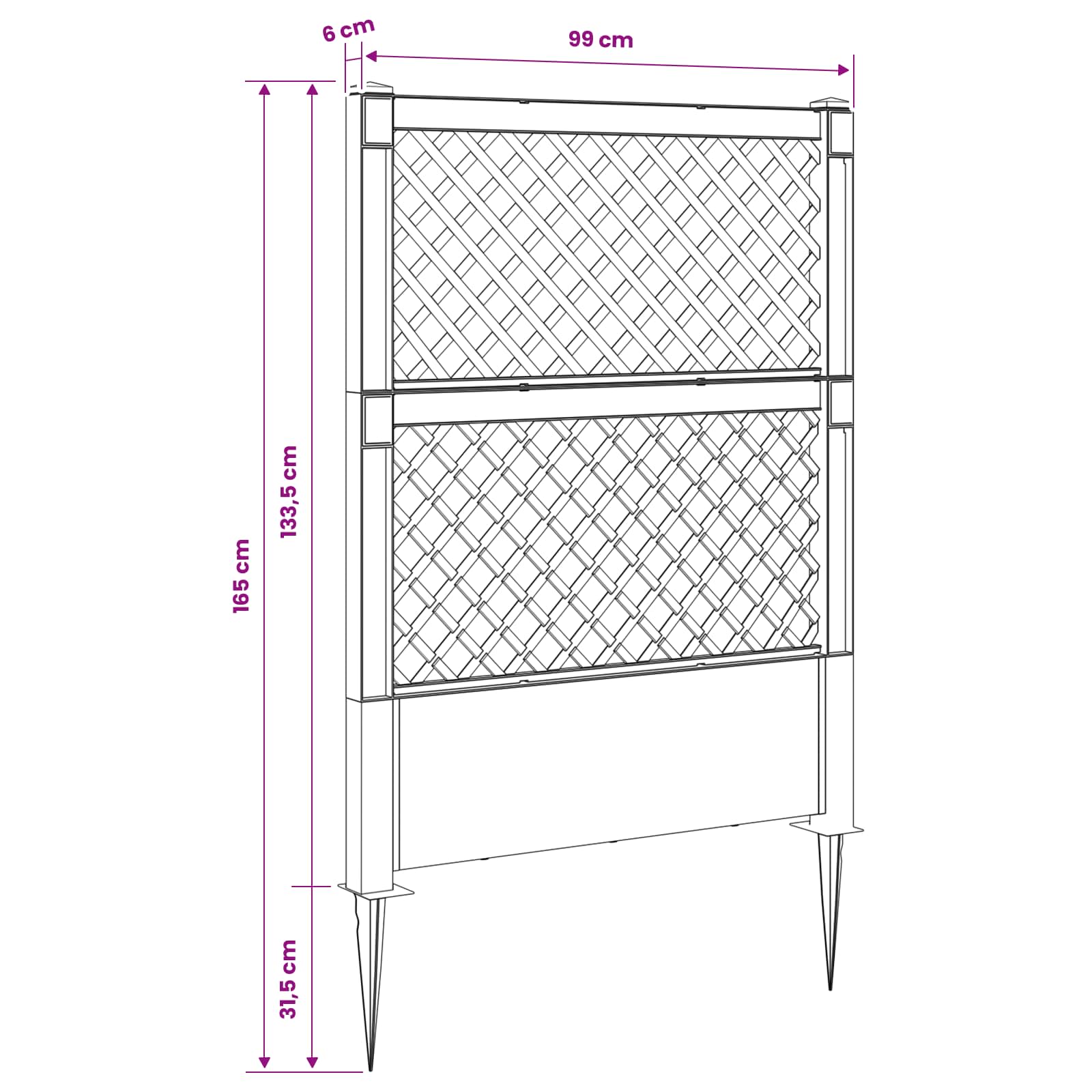 Trellis con Punta Antracite 99 x 6 x 165 cm PP | homemem39