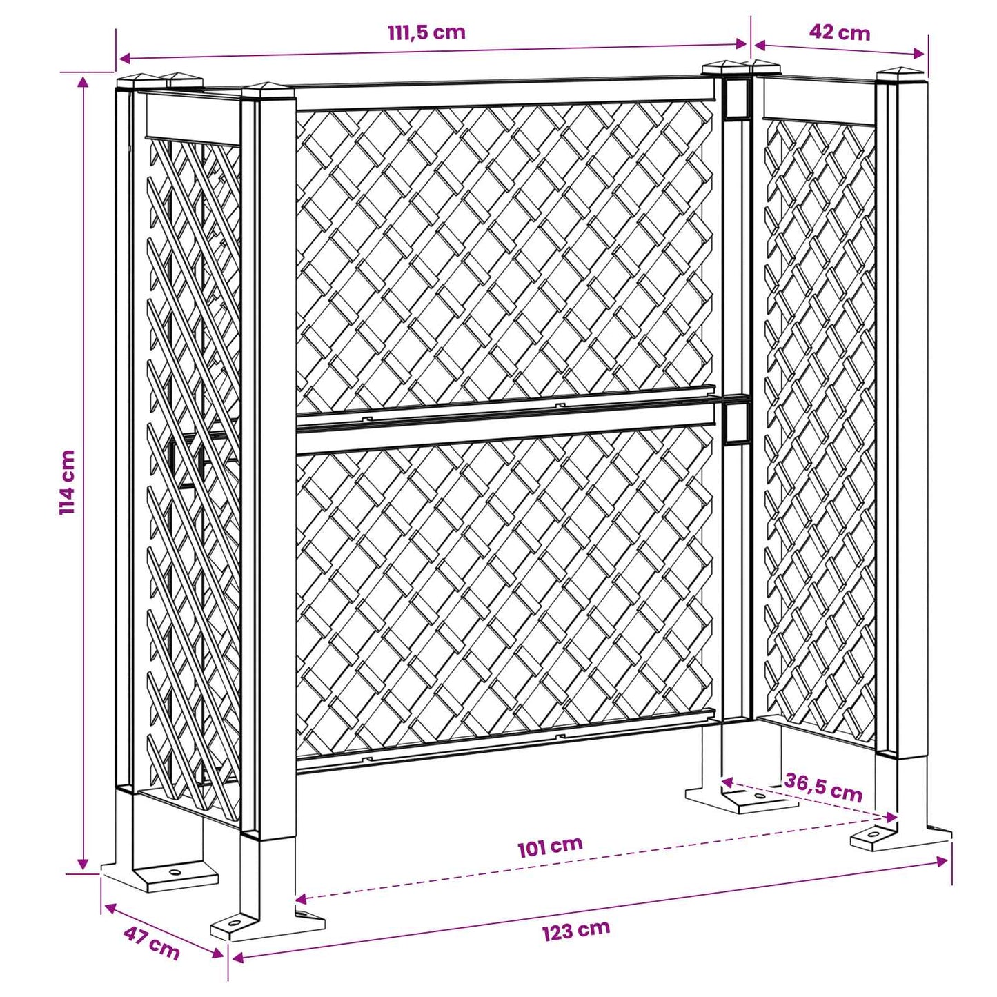 Trellis per Cestino Antracite 123 x 47 x 114 cm PP | homemem39