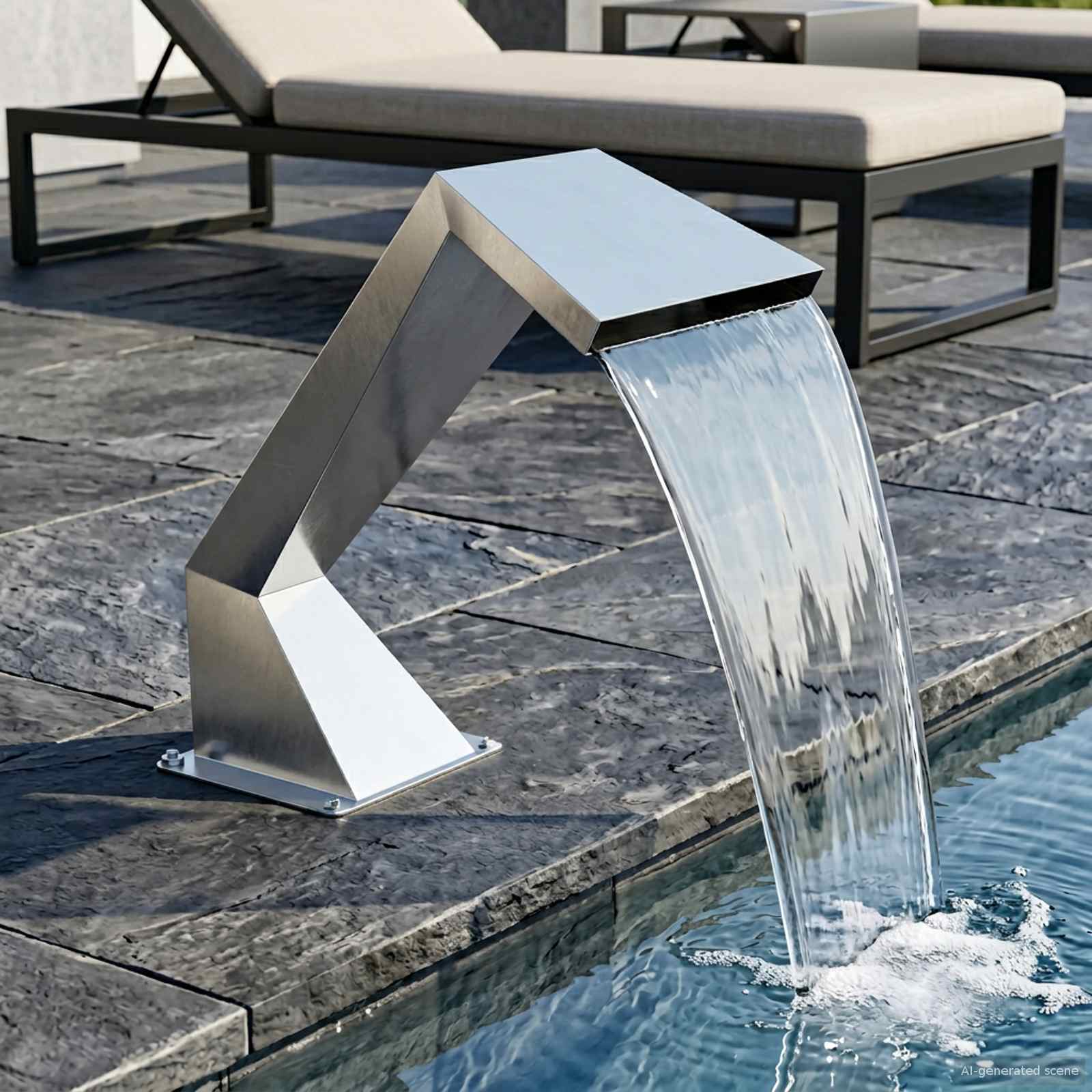 Cascata per piscina con LED RGB Acciaio Inox 63,5 x 29 x 51 cm | homemem39