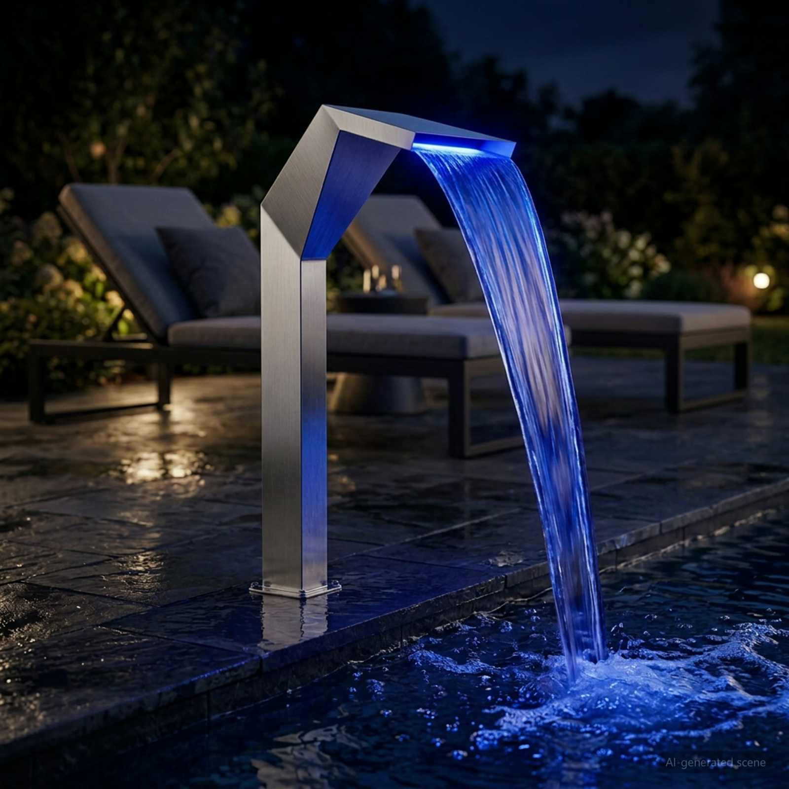 Cascata della Piscina Acciaio Inox 50 x 30 x 90 cm Argento | homemem39