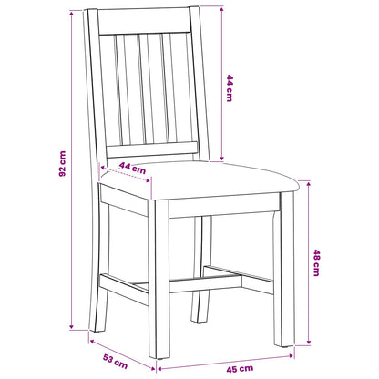 Sedia da pranzo VENLO 2 pz Legno di Quercia Massello
