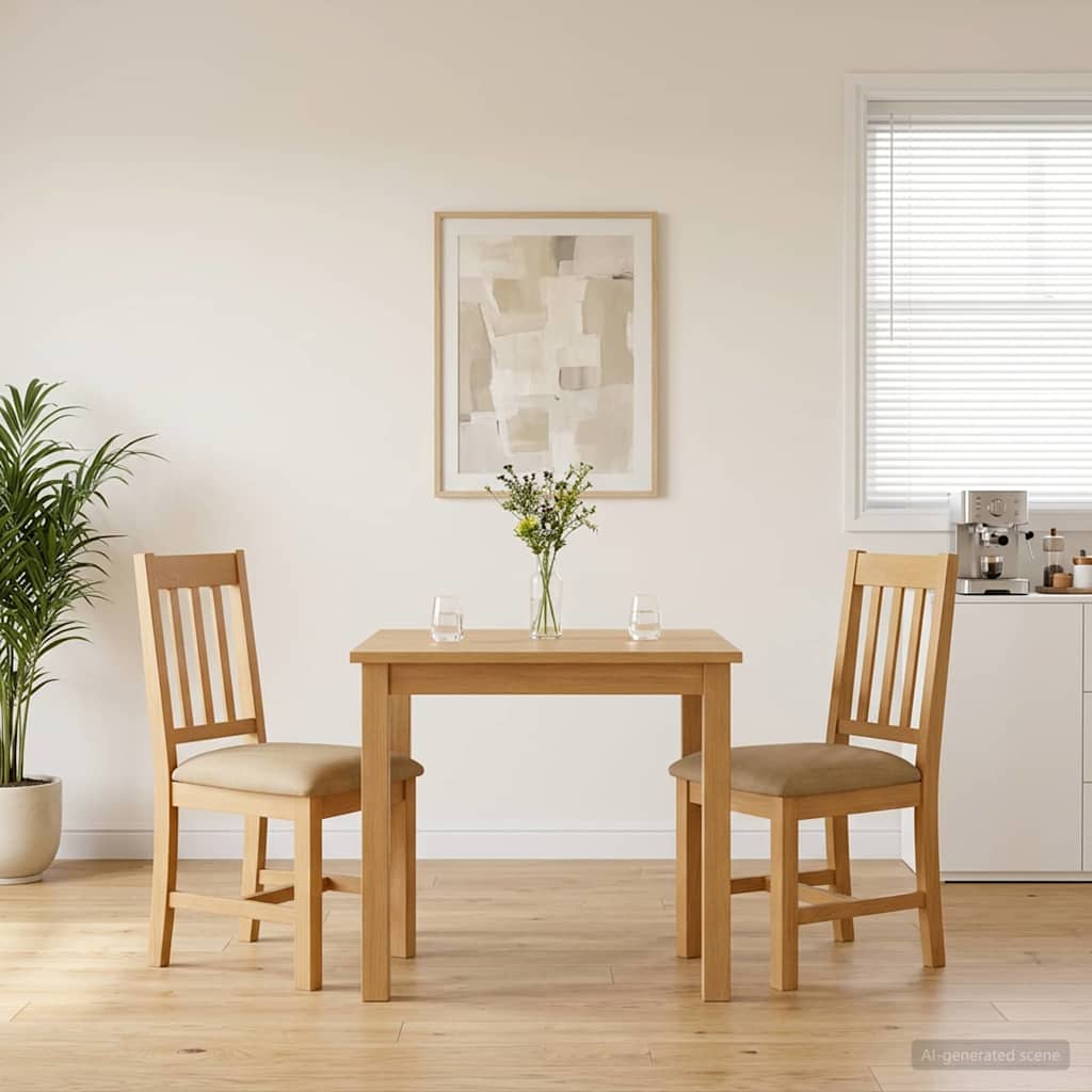 Sedia da pranzo VENLO 2 pcs Legno di Quercia Massello Beige | homemem39