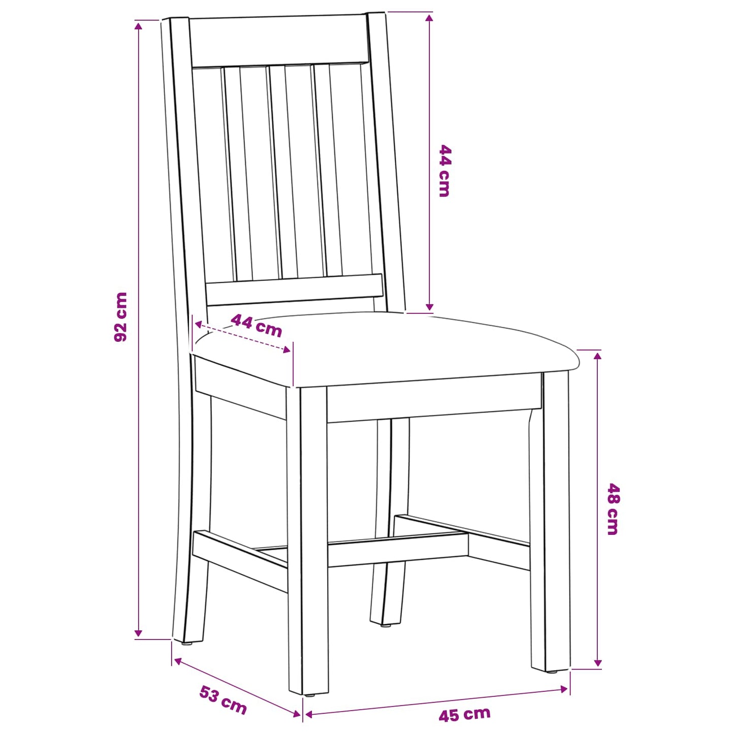 Sedia da pranzo VENLO 2 pcs Legno di Quercia Massello Nero | homemem39