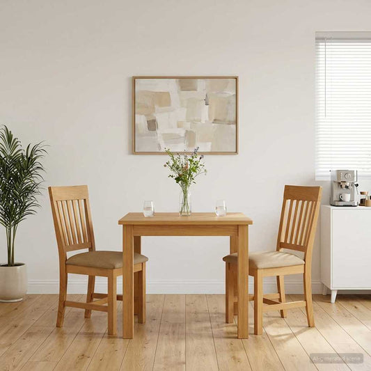 Sedia da pranzo 2 pcs Legno di Quercia Massello Beige