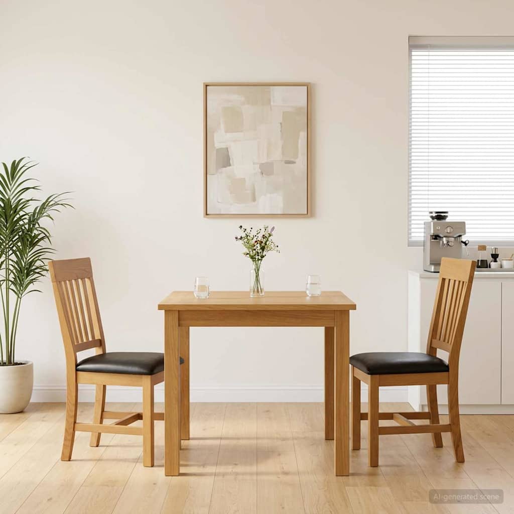 Sedia da pranzo 2 pcs Legno di Quercia Massello Nero | homemem39