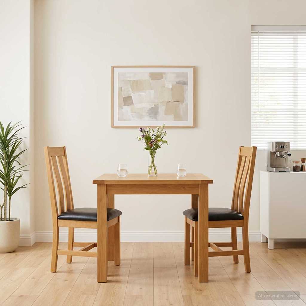 Sedia da pranzo 2 pcs Legno di Quercia Massello Nero | homemem39