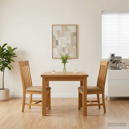 Sedia da pranzo 2 pcs Legno di Quercia Massello Beige | homemem39