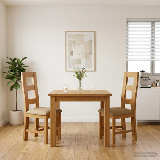 Sedia da pranzo 2 pcs Legno di Quercia Massello Beige | homemem39