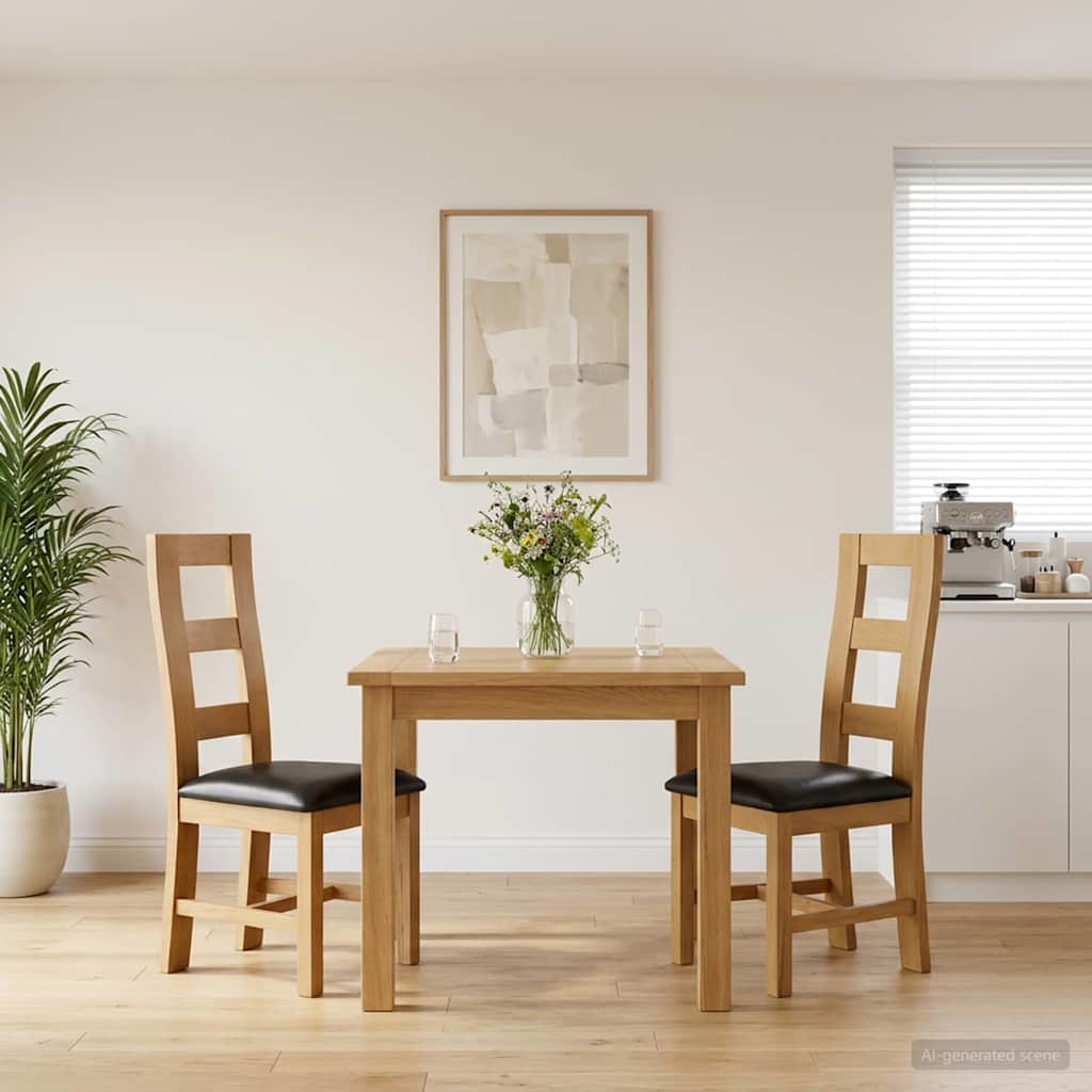 Sedia da pranzo 2 pz Legno di Quercia Massello Nero
