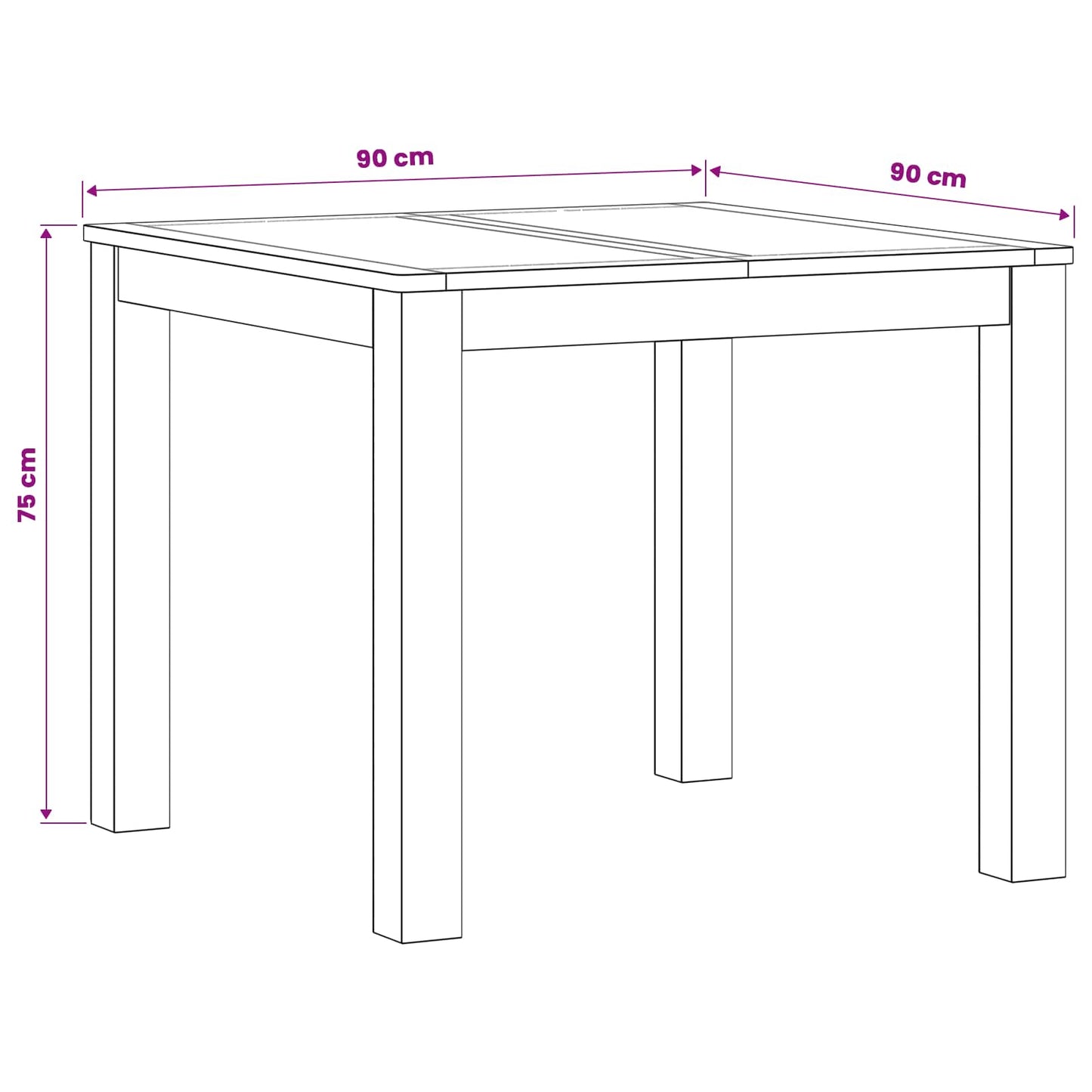 Tavolo da pranzo 90 x 90 x 75 cm Legno di Quercia Massello | homemem39