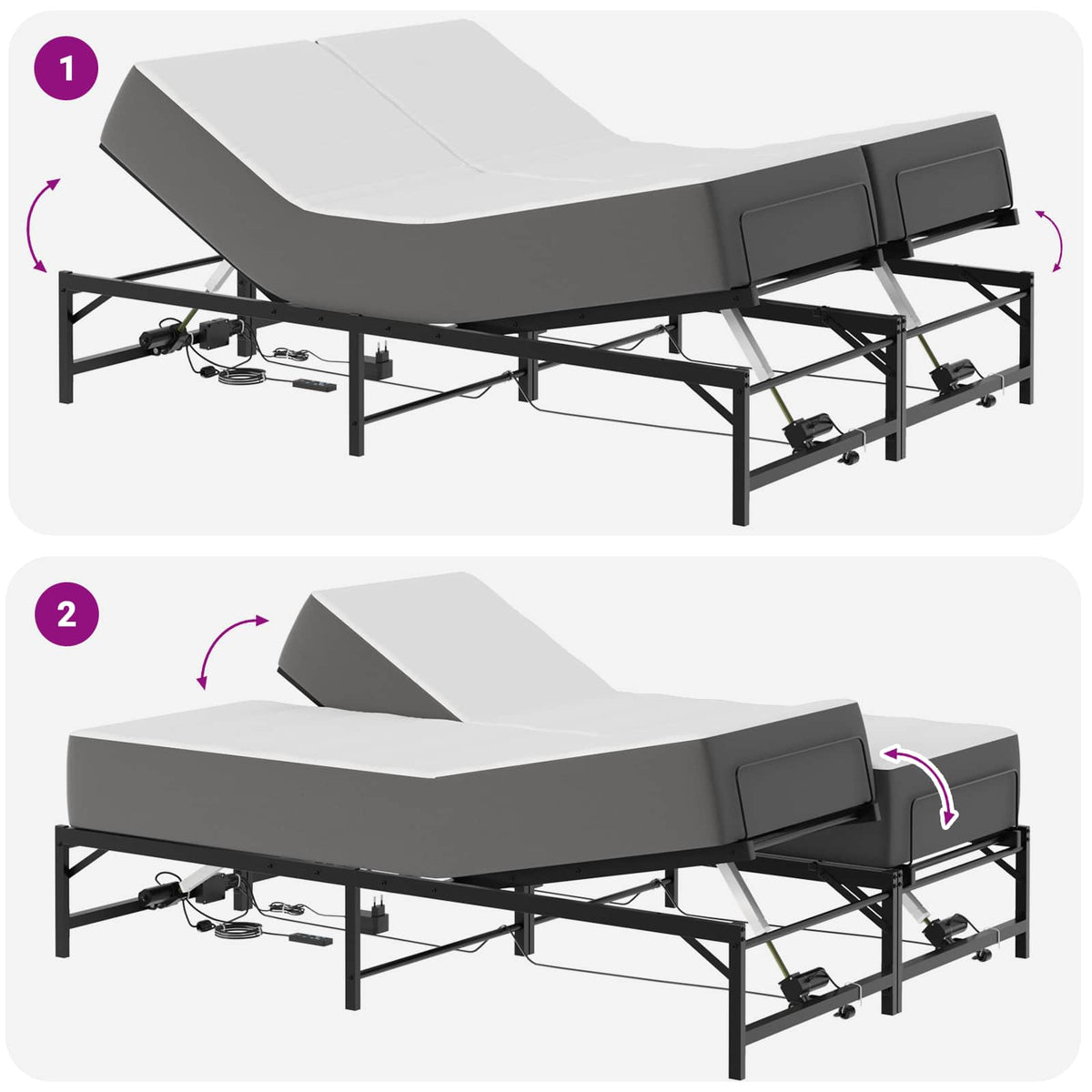 Telaio Letto Elettrico Regolabile Nero 137 x 190 cm Acciaio | homemem39