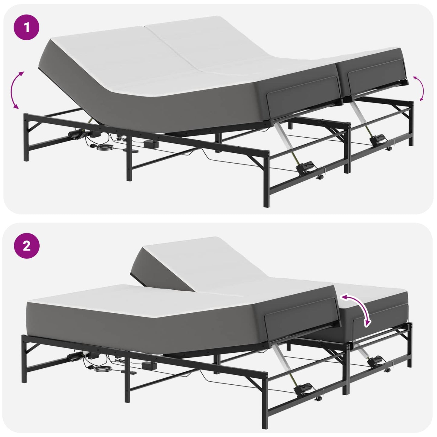 Telaio Letto Elettrico Regolabile Nero 160 x 200 cm Acciaio | homemem39