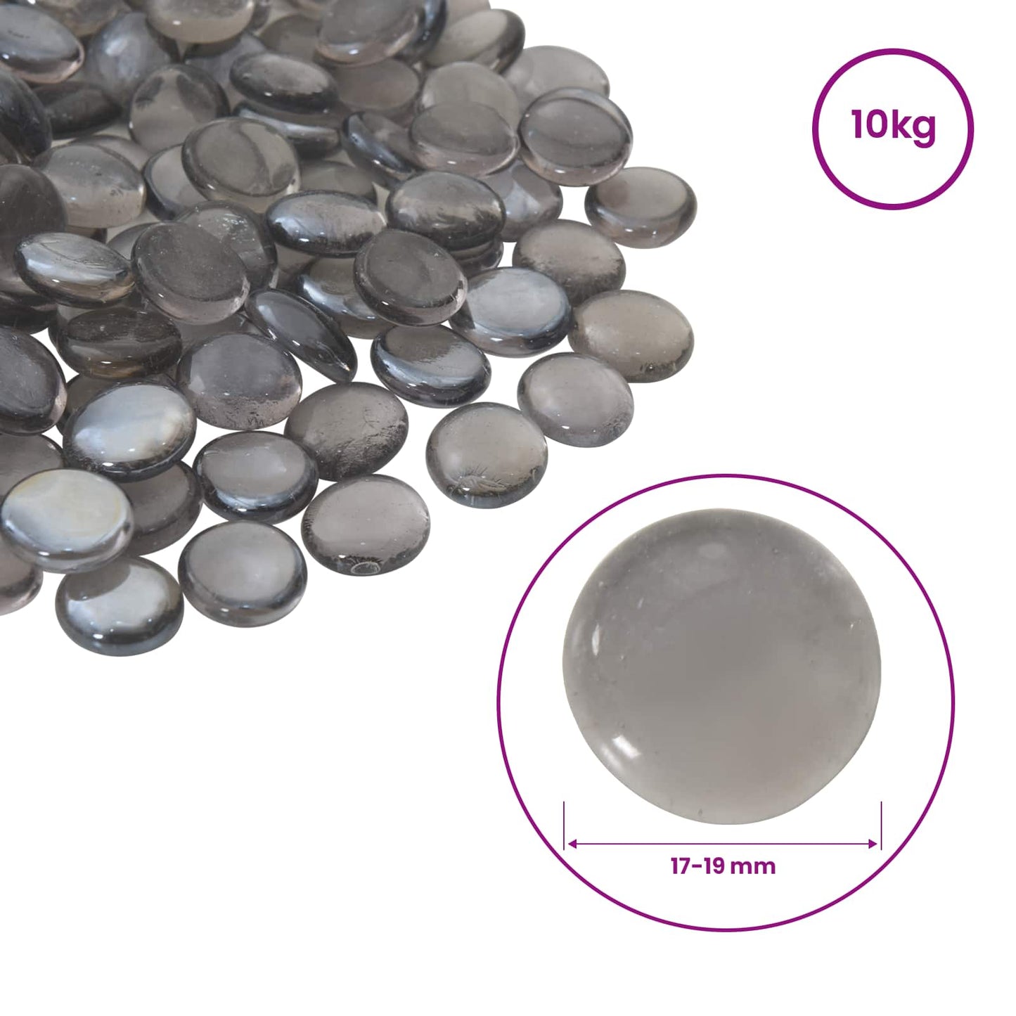 Nugget di vetro 17-19 mm Grigio viola Vetro