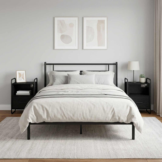 Mobiletto da Letto Appeso 2 pz Rovere Nero 40 x 30 x 60 cm | homemem39