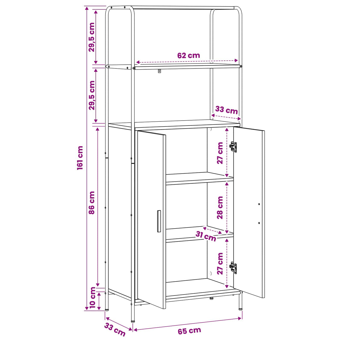 Credenza Legno antico 40 x 33 x 161 cm Legno ingegnerizzato
