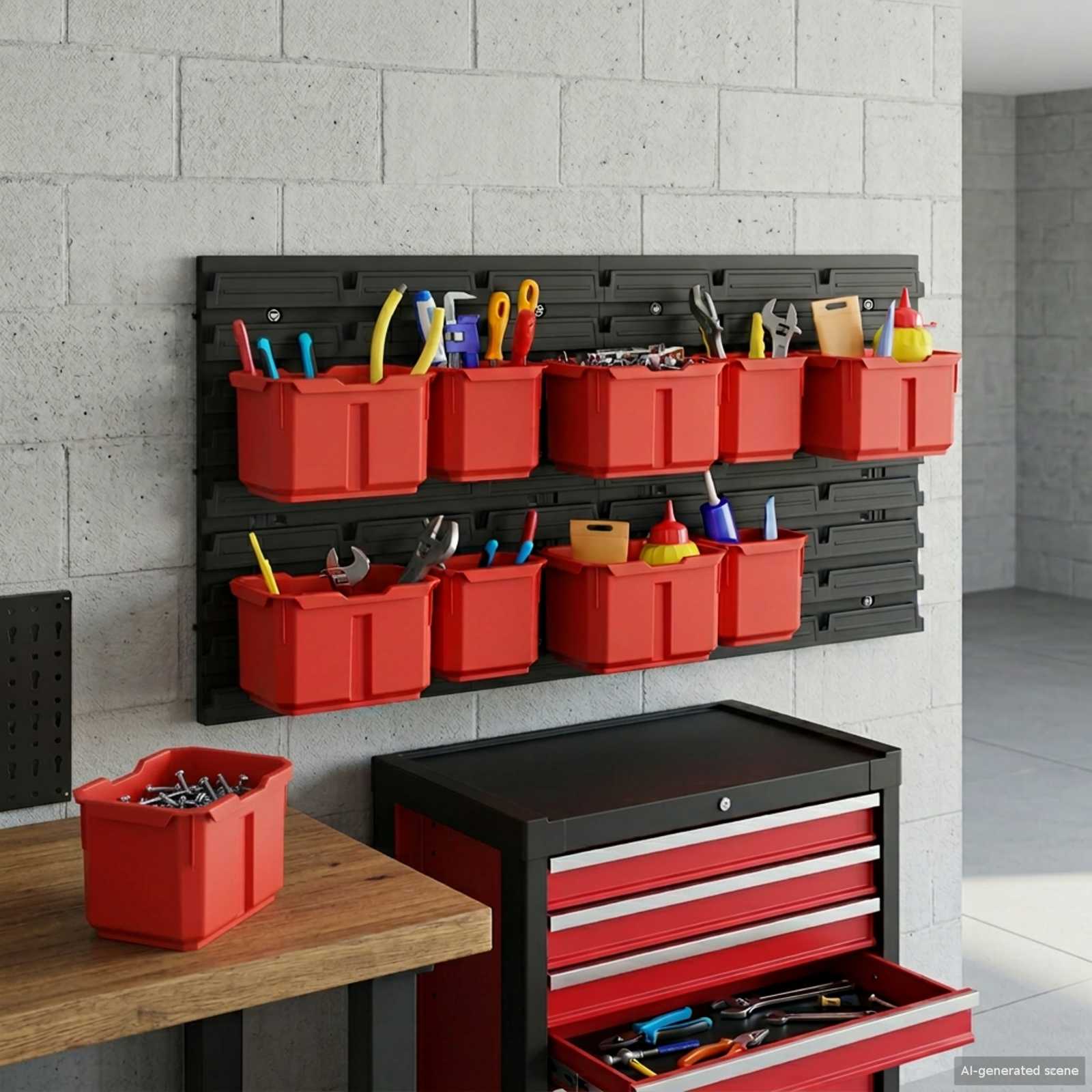 Scaffale contenitore Nero e Rosso 77,5 x 2 x 39 cm PP | homemem39