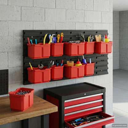Scaffale contenitore Nero e Rosso 77,5 x 2 x 39 cm PP | homemem39