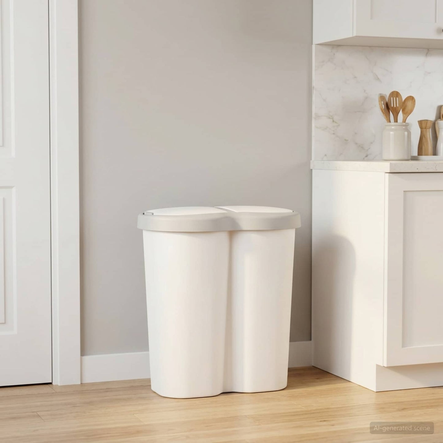 Cestino della Spazzatura Bianco 48 x 30 x 51 cm PP | homemem39