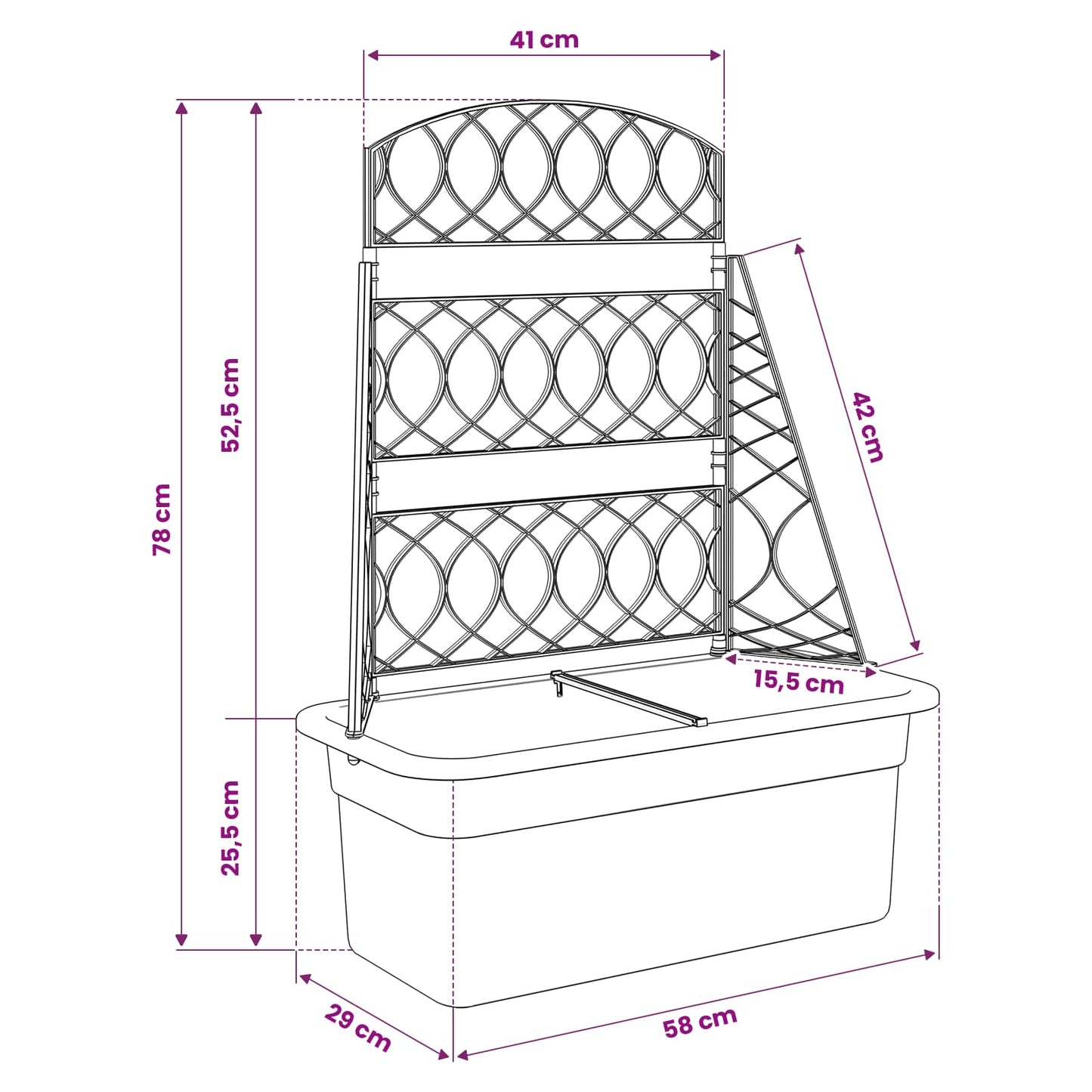 Grigliato per vasi Antracite 58 x 29 x 78 cm PP | homemem39