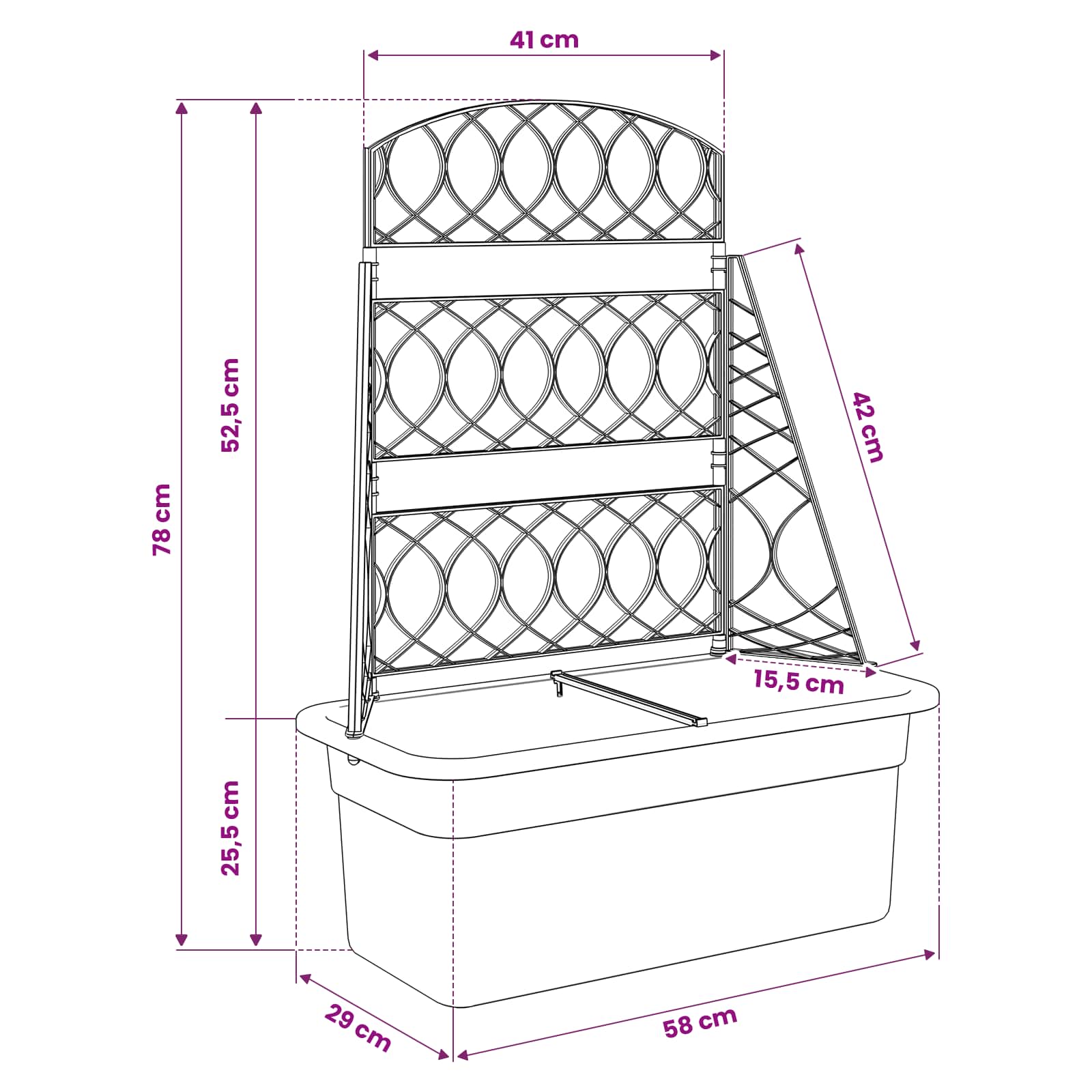 Grigliato per vasi Antracite 58 x 29 x 78 cm PP | homemem39