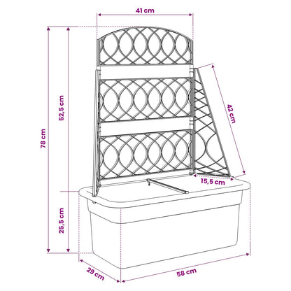Grigliato per vasi Antracite 58 x 29 x 78 cm PP | homemem39