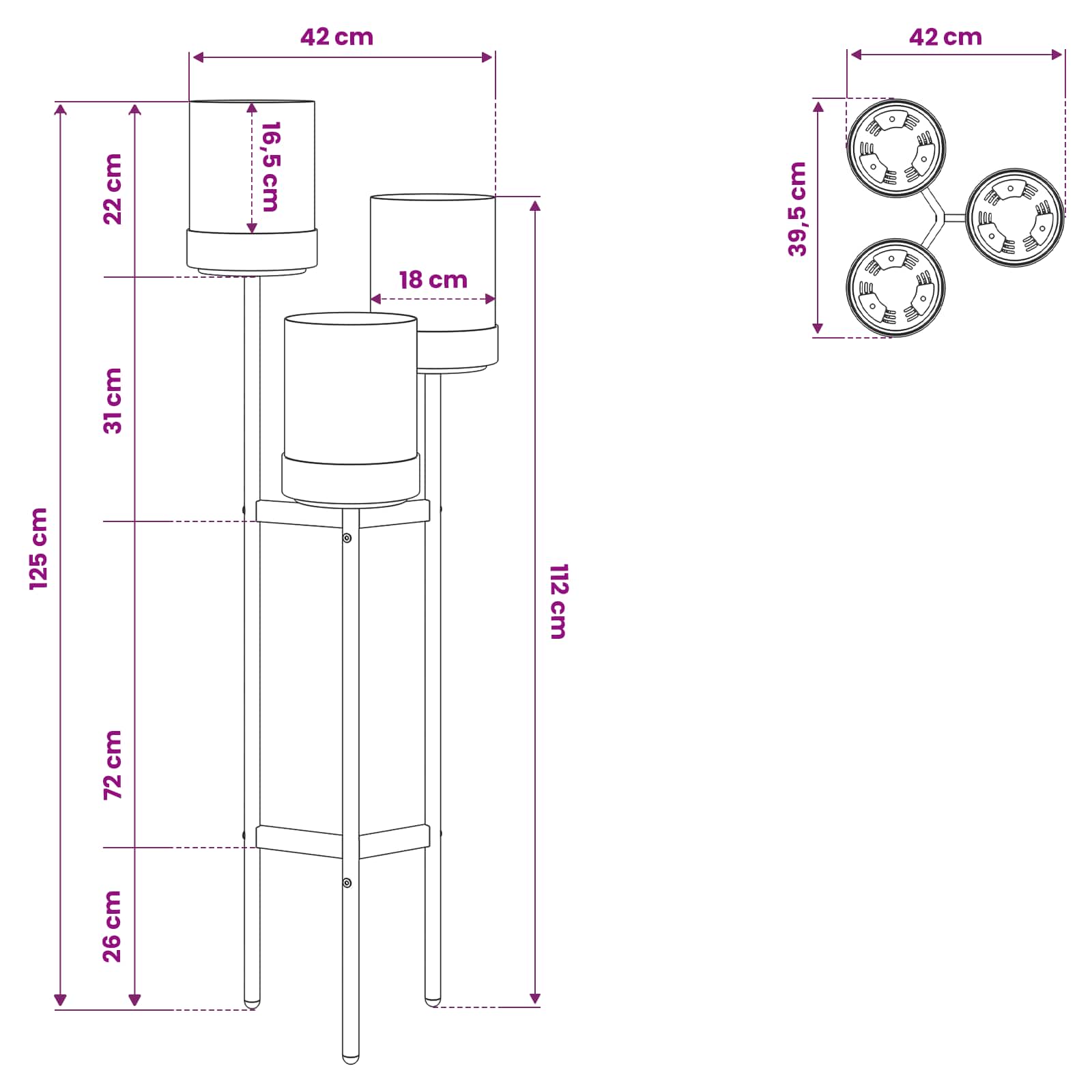Supporto per Fiori Bianco 42 x 39,5 x 125 cm | homemem39