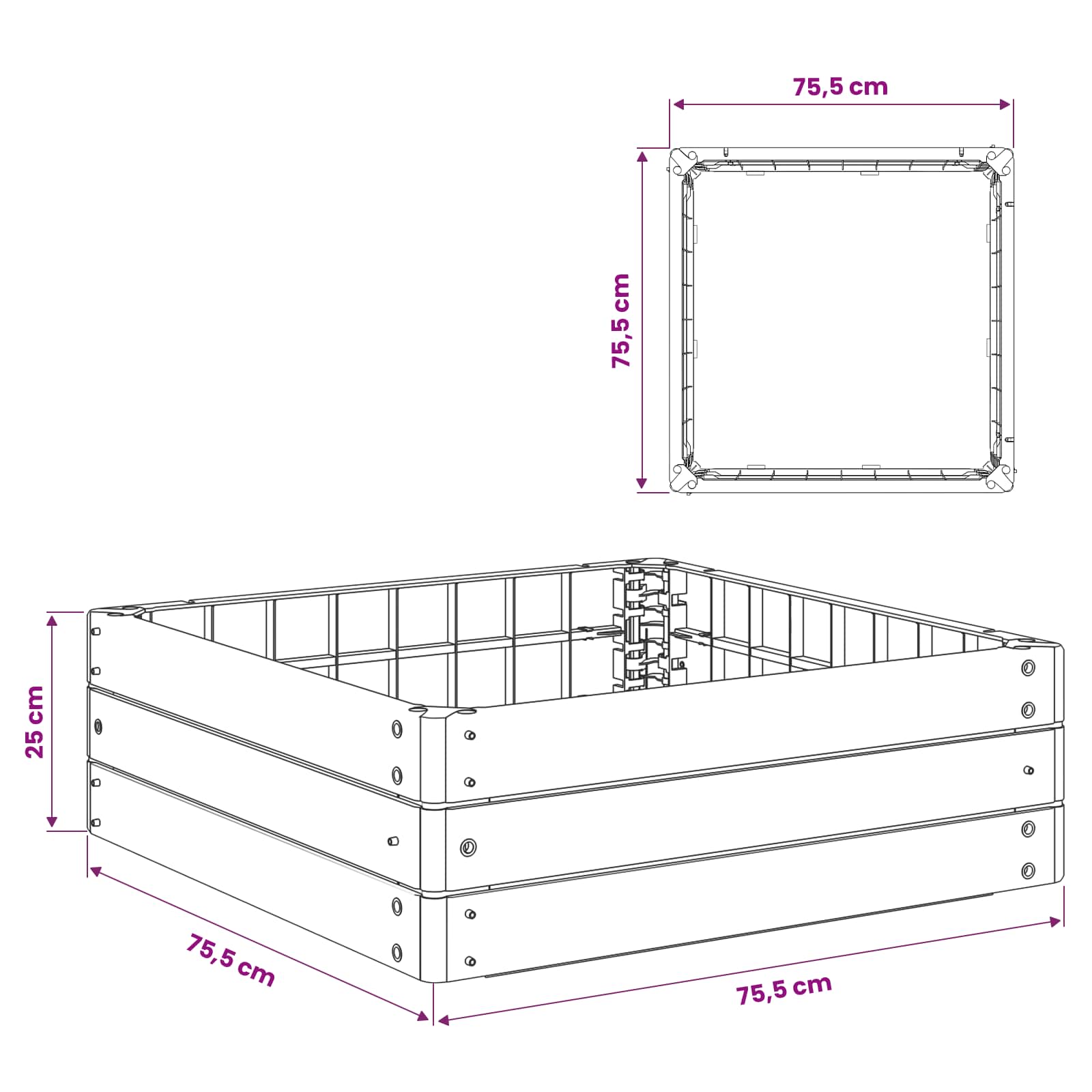 Letto Rialzato Nero 75,5 x 75,5 x 25 cm PP | homemem39