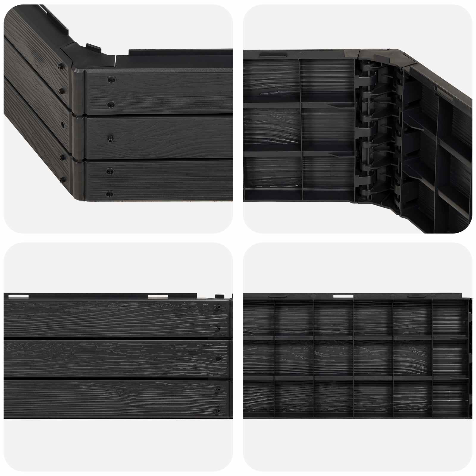 Letto Rialzato Nero 148 x 129 x 25 cm PP | homemem39