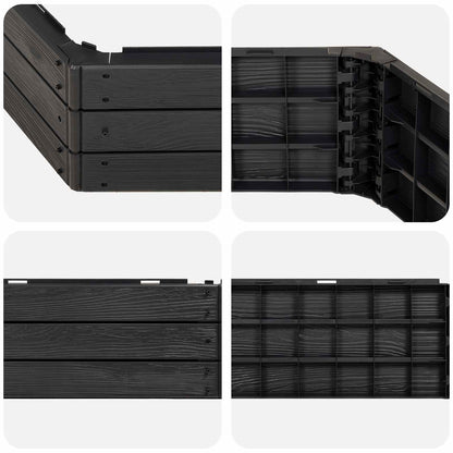 Letto Rialzato Nero 148 x 129 x 25 cm PP | homemem39