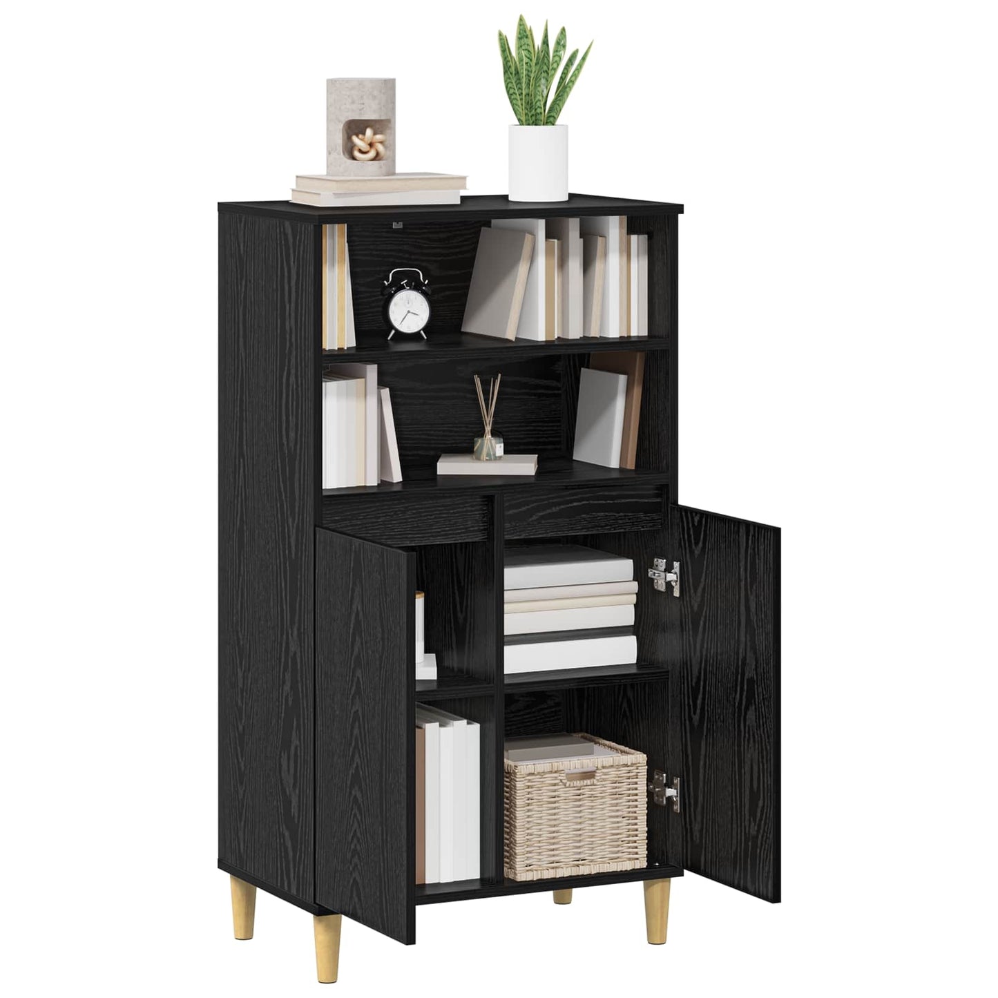Credenza Rovere Nero 60 x 36 x 110 cm Legno ingegnerizzato | homemem39