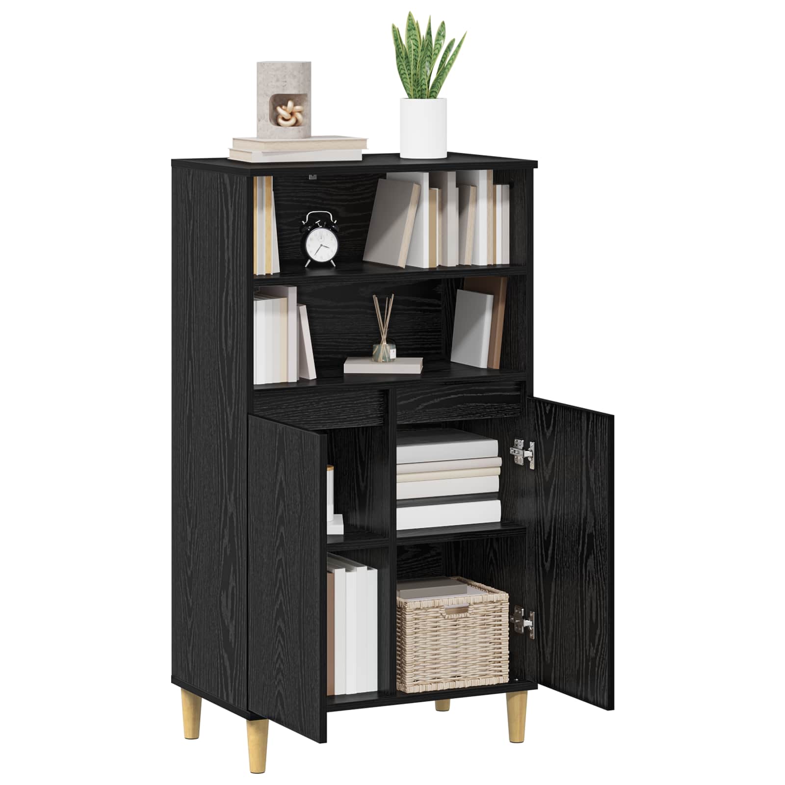 Credenza Rovere Nero 60 x 36 x 110 cm Legno ingegnerizzato | homemem39