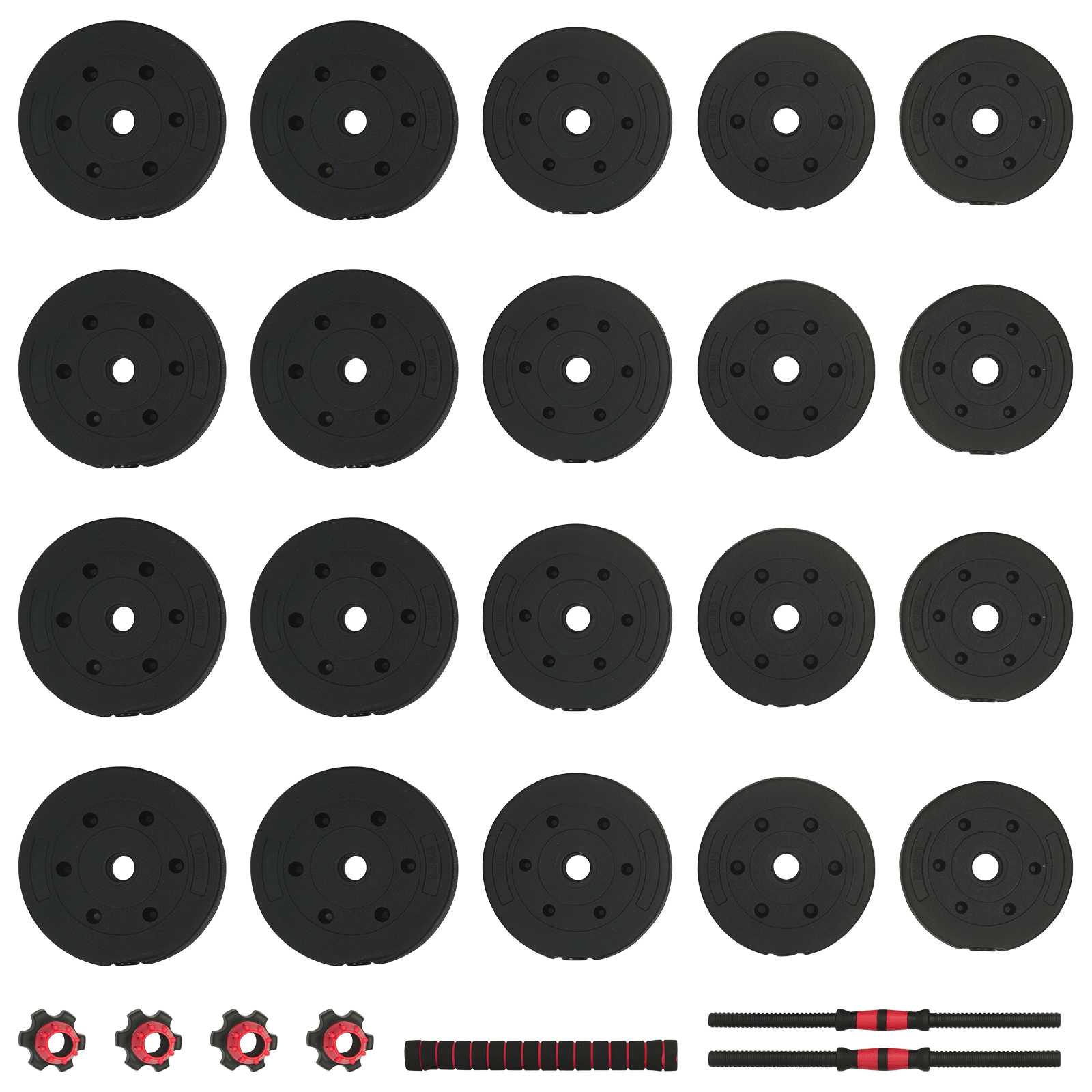 Set di Manubri 2-in-1 40kg Nero e Rosso | homemem39