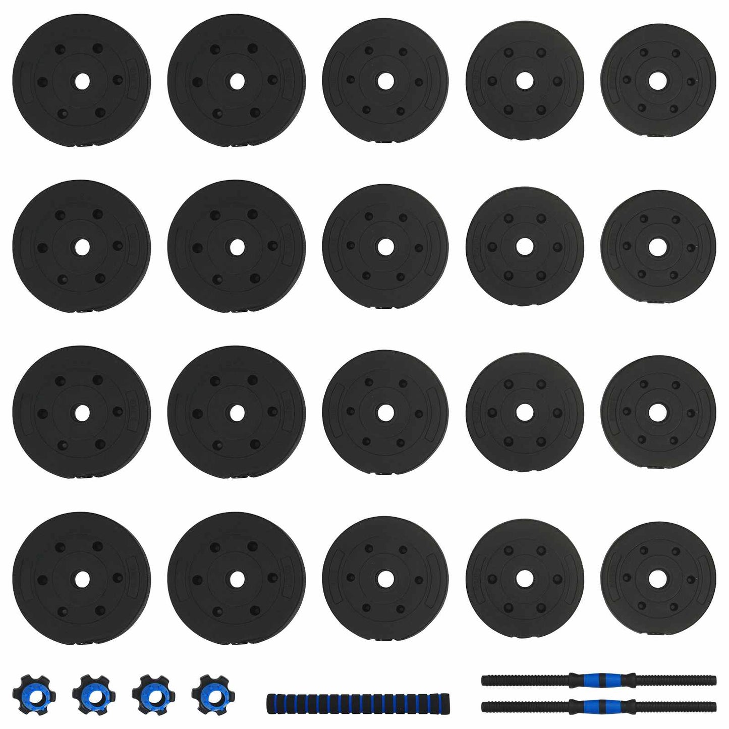 Set di Manubri 2-in-1 40kg Nero e Blu Cemento e sabbia di ferro | homemem39