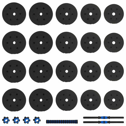 Set di Manubri 2-in-1 40kg Nero e Blu Cemento e sabbia di ferro | homemem39