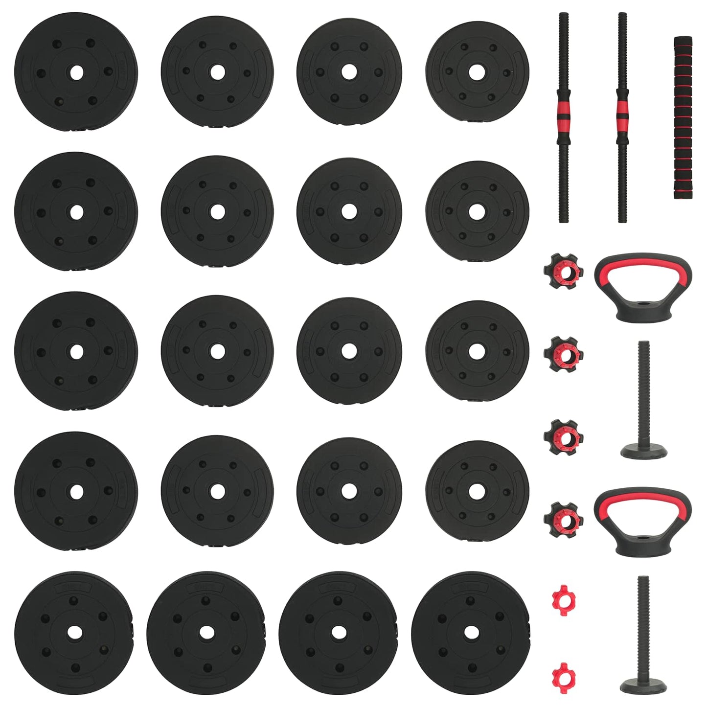 Set di Manubri 4-in-1 40kg Nero e Rosso | homemem39
